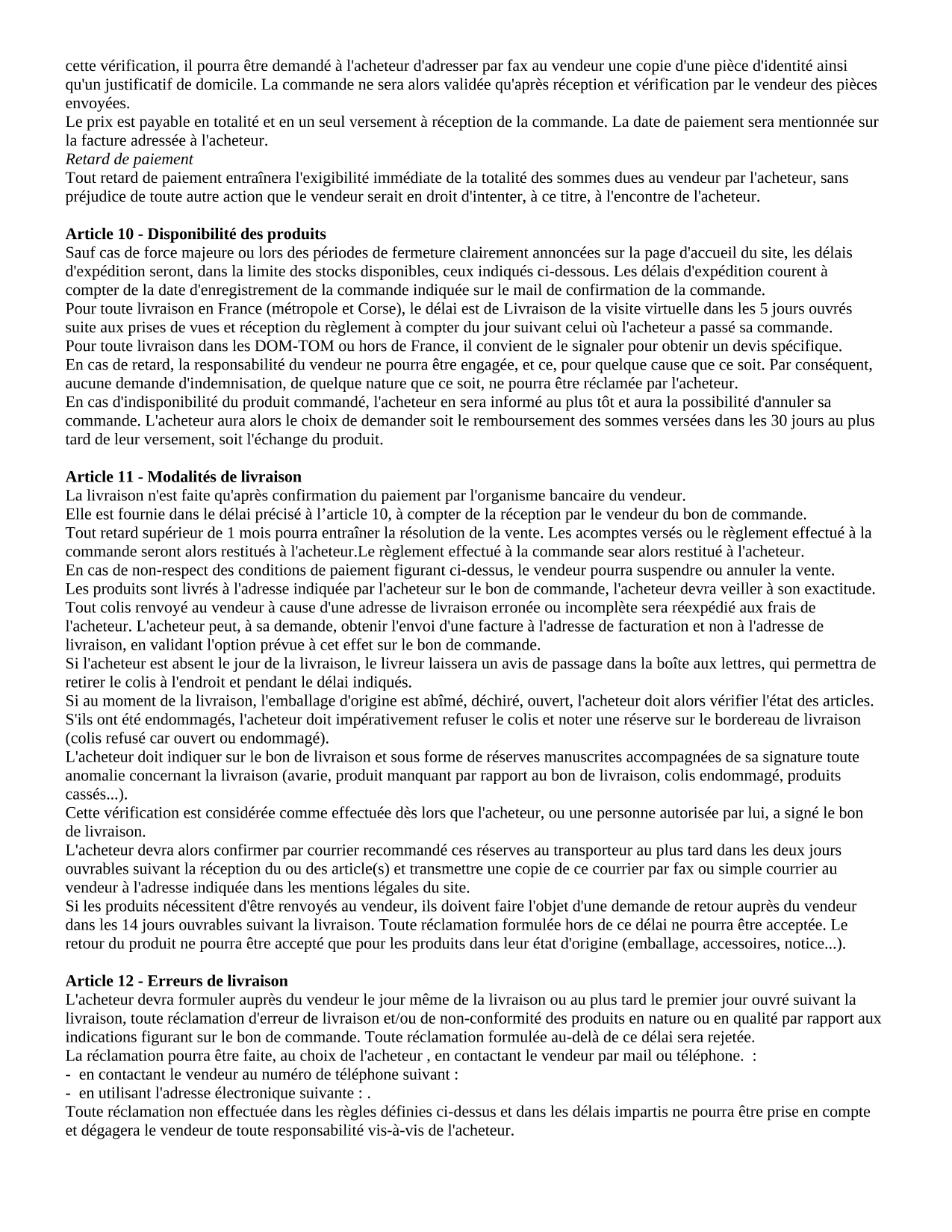 Conditions générales de ventes - page 3