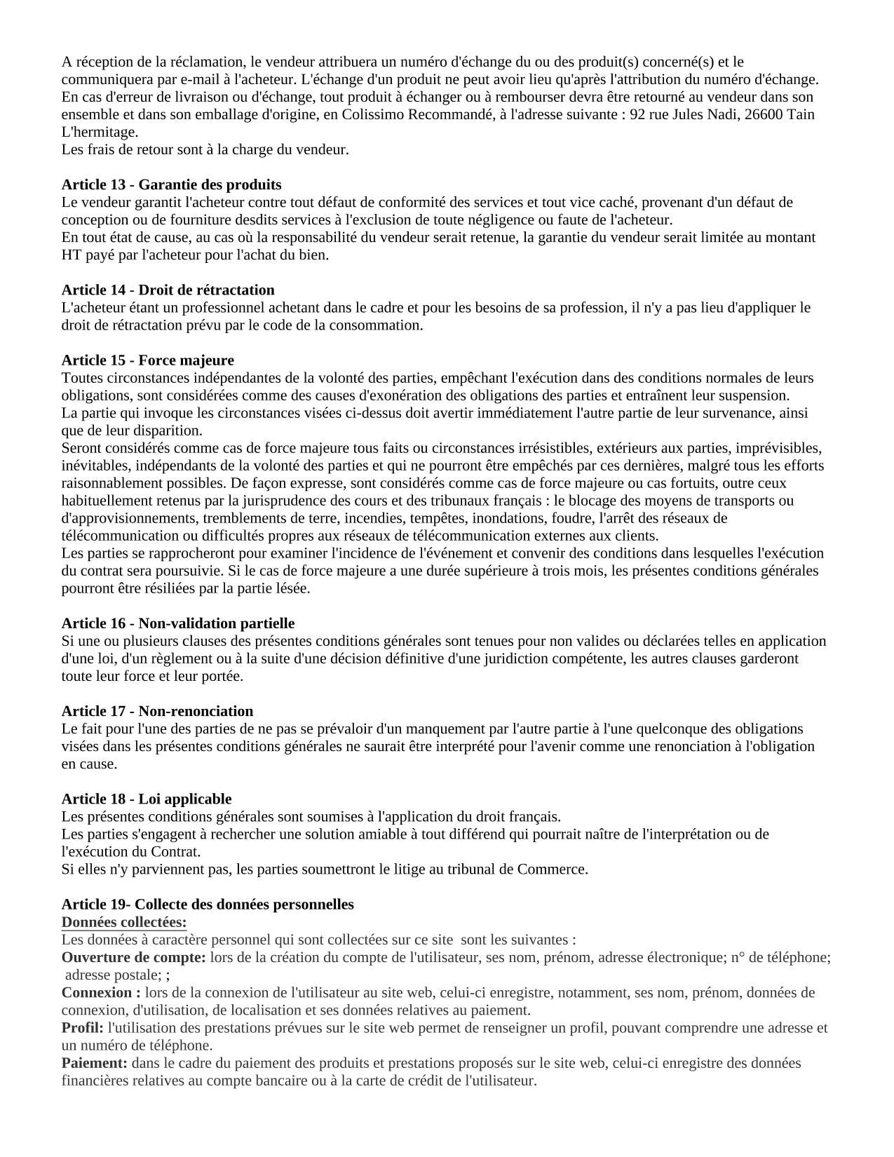 Conditions générales de ventes - page 4